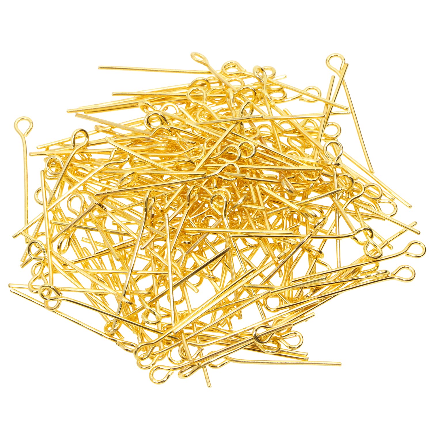 Shapenty 500PCS Mini Metal Wire Eyepins Beading Small Open Eye Head Pins Needles Bulk for DIY Craft Bead Earring Pendant Necklace Bracelet Jewelry Charm Finding Making (Gold, 24mm/1Inch)