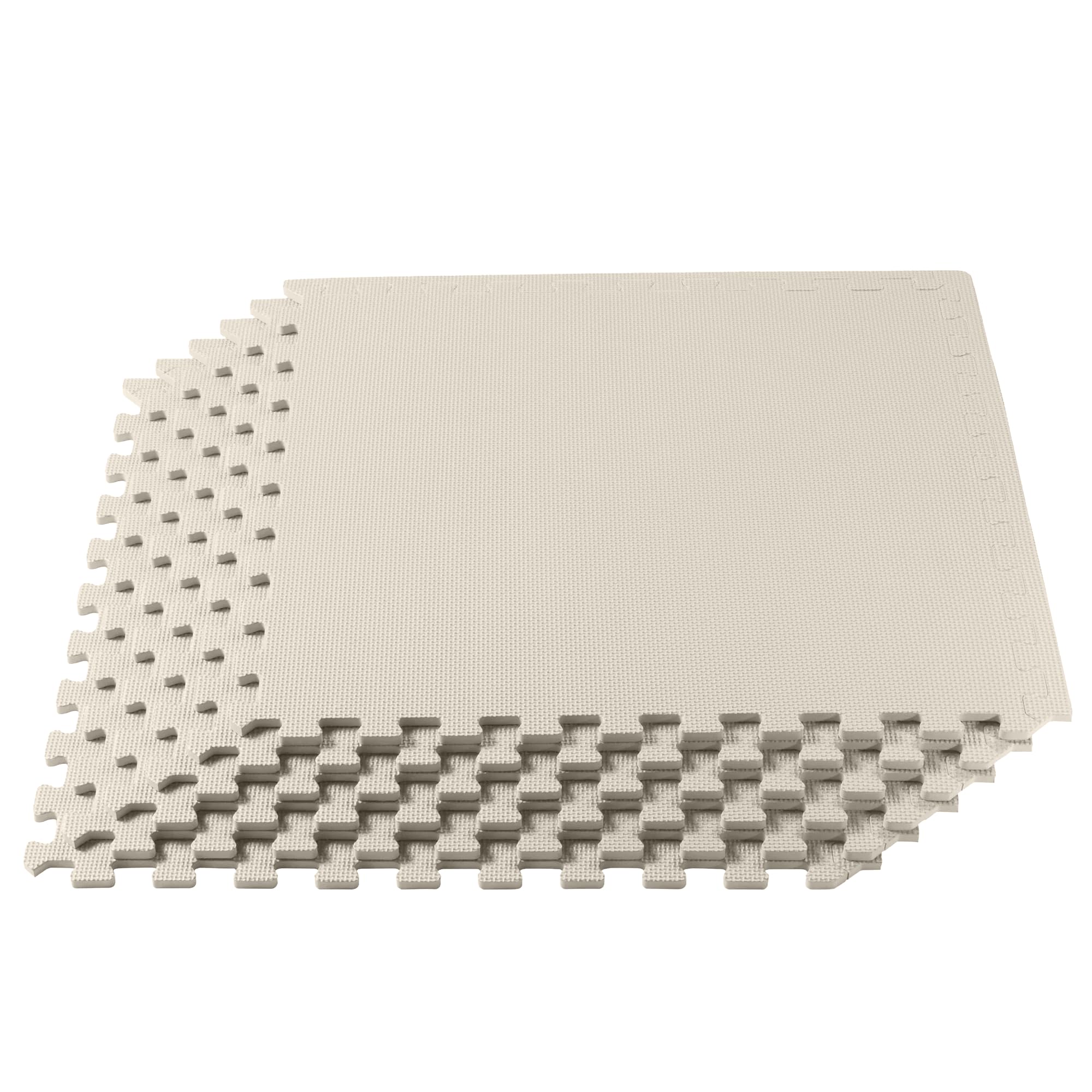 We Sell Mats 3/8" Thick Multipurpose EVA Foam Exercise Floor Mat, Interlocking Tiles, Anti-Fatigue for Home or Gym, 24 in x 24 in, 25 Tiles, Cream Image