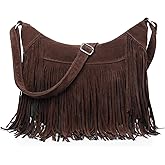 Fringe Hobo Bags for Women Vintage Suede Crossbody Bag Hippie Western Cowgirl Purses Tassel Shoulder Bag