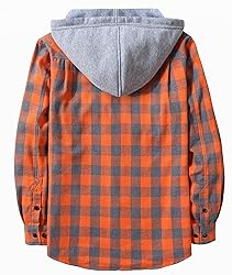 ZITY Men's Flannel Hoodie Shirts Casual Button Down