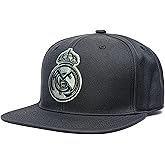 Icon Sports Official Real Madrid Gray Snapback Hat | Adjustable Flat Brim Baseball Cap with Embroidered Club Crest | Adult Men's & Women's Soccer Fan Gear