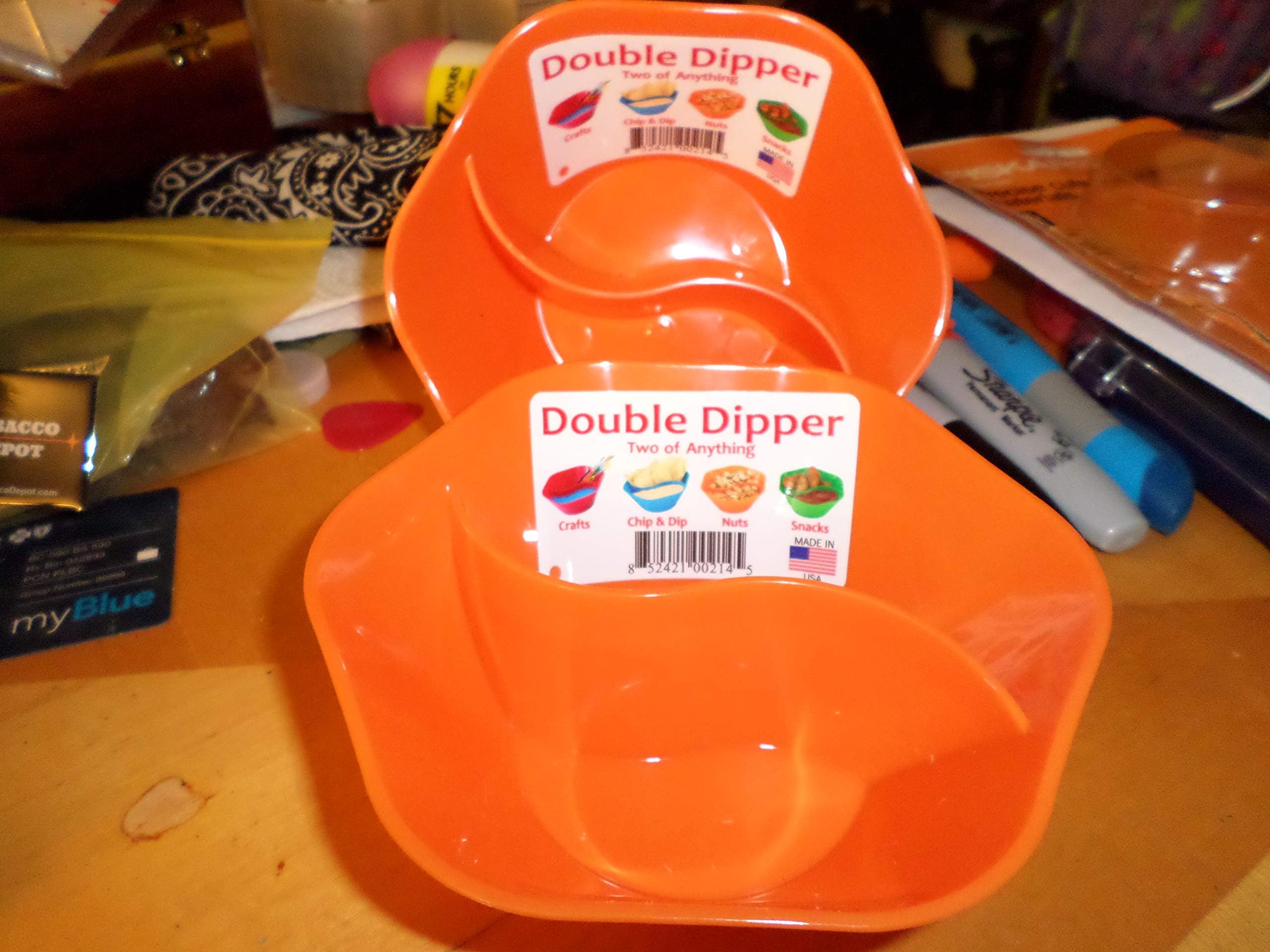 Double Dipper - Two of Anything Bowl - Blue - Set of 2 (Orange)