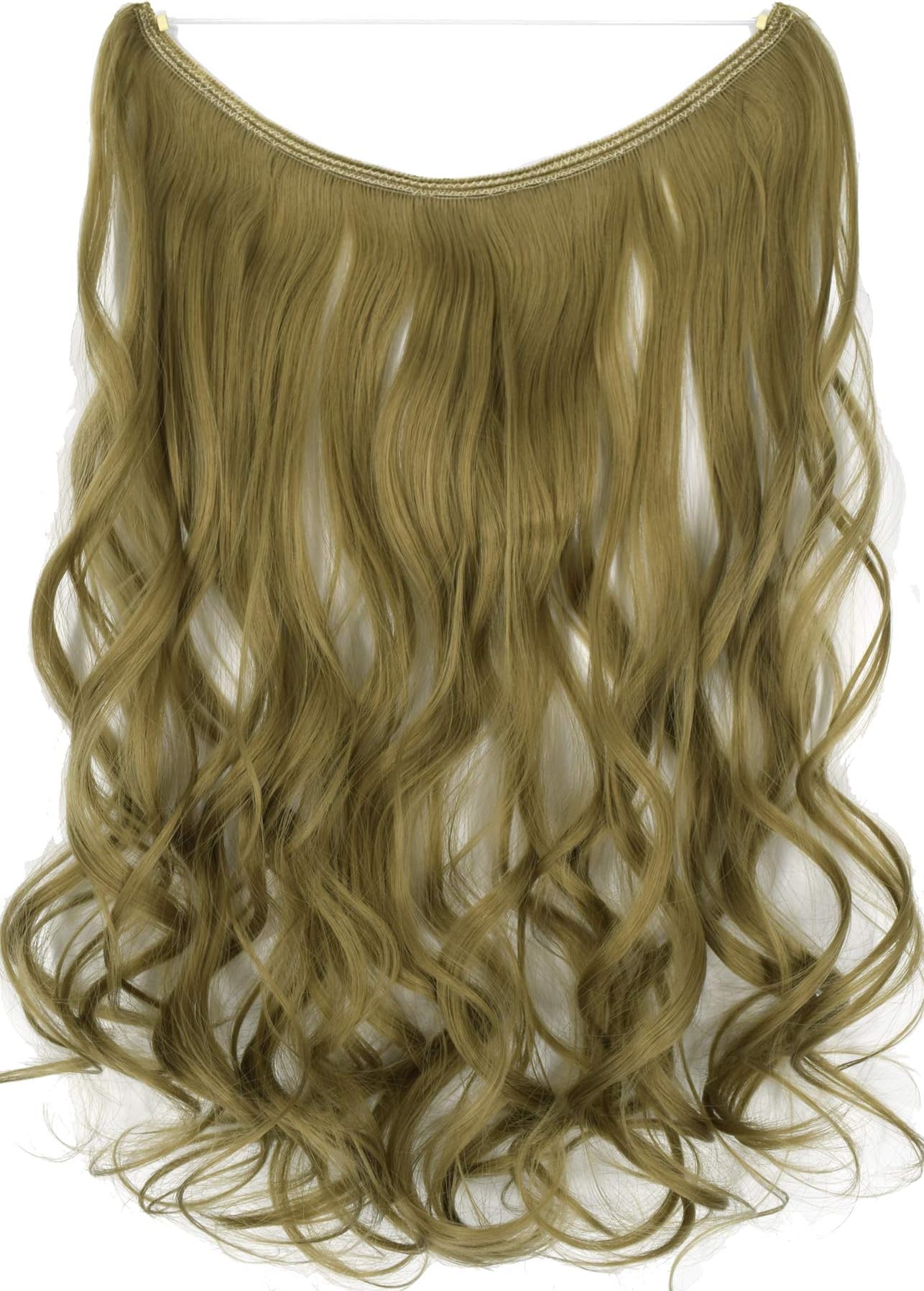 TOPREETY Wavy 22"100gr Halo Hair Extensions Elastic Invisible Wire Attached Light ash blonde #16