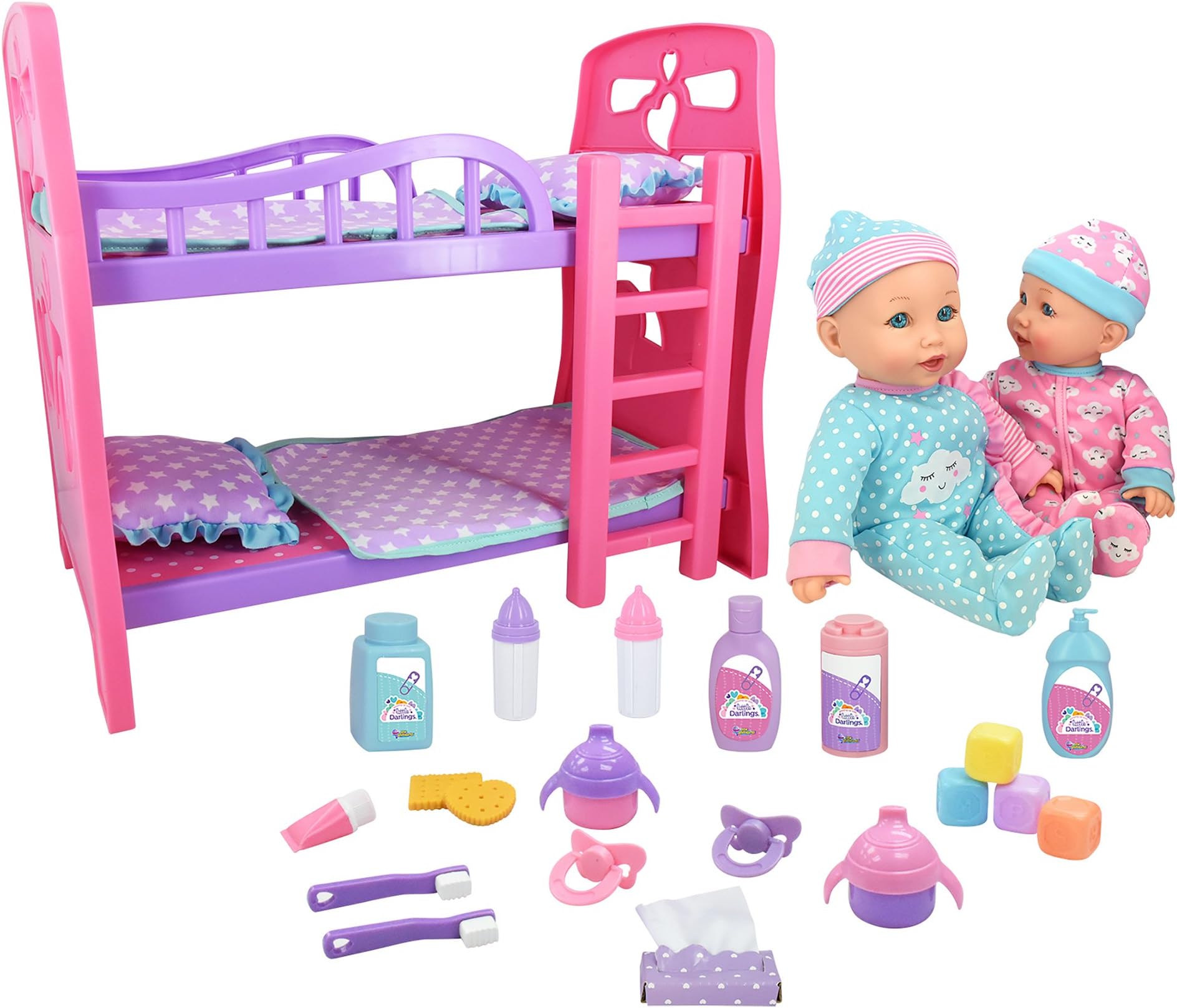 New Adventures Little Darling Bedtime Fun Set with Baby Dolls, Purple