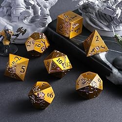 DNDND Flower Metal DND Dice, 7 PCS Heavy Solid