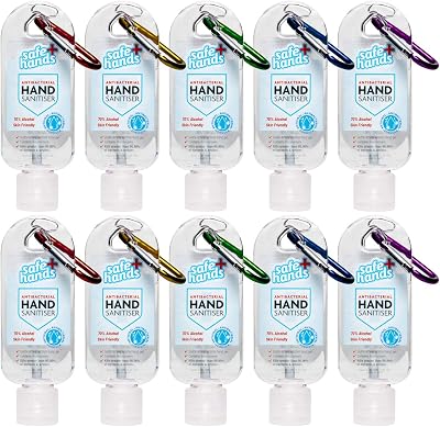 Star Brite Safe Hands Hand Sanitiser Gel 70% Alcohol Pack of 10 50ml with Clips