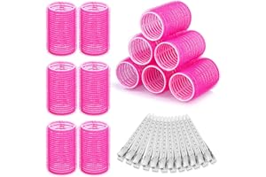 ACEJOZ Hair Curlers Rollers, 12Pcs Hair Rollers Hair Curlers Self Grip Holding Rollers with 12 Pcs Hair Clips for Long Medium Short Thick Fine Thin Hair Bangs Volume