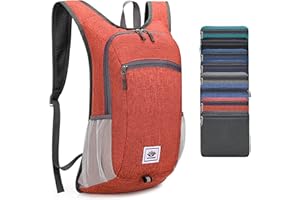 asUwish 15L Hiking Backpack Ultralight Lightweight Packable Hiking Backpacks Water Resistant Folding Daypack for Travel (Orange)
