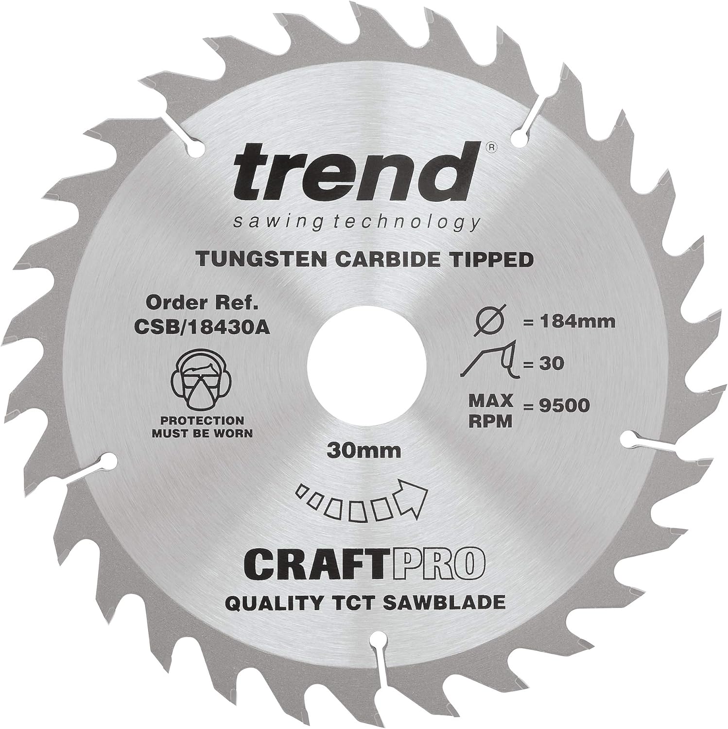 Trend CSB/18430A Craft Pro Combination TCT Blade for Circular Saw, Tungsten Carbide Tipped, 184mm Teeth x 30 Bore