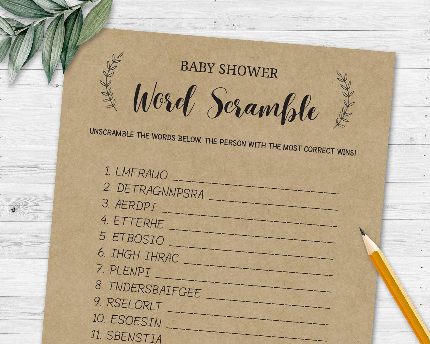 Word Scramble Baby Shower Game Little Man Baby Shower Theme For