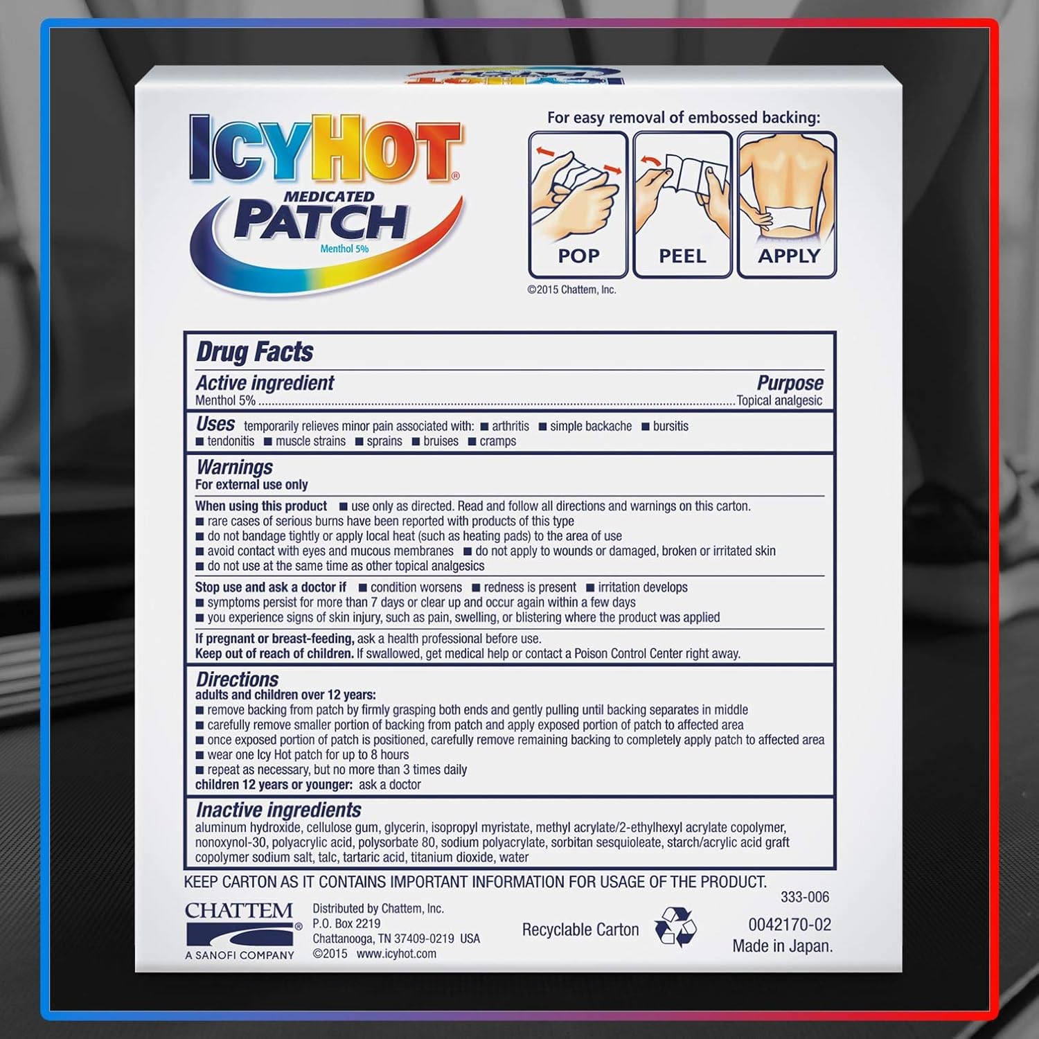 Icy Hot Medicated Patch Extra Strength Pain Relief Patch for Back or Large Area (15 Pain Patches): Health & Personal Care