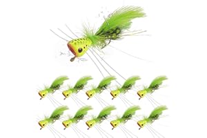 Fly Fishing Popper Flies, 10/30pcs Dry Flies Bass Popper Fly Lures Topwater Panfish Bluegill Crappie Popping Bug Flies Sunfis