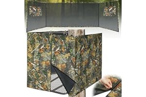 See Through Hunting Tree Stand Blind, Visible Ladder Stand Blind Kit for 2 Man Camouflage Treestand Blinds Cover with Zipper 