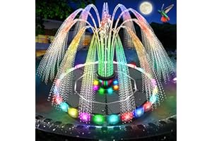 GAIZERL Solar Fountain, 2026 Upgrade 3.5W Solar Bird Bath Fountains with Colorful Ring LED Lights, 2000mAh Battery, 7 Nozzles