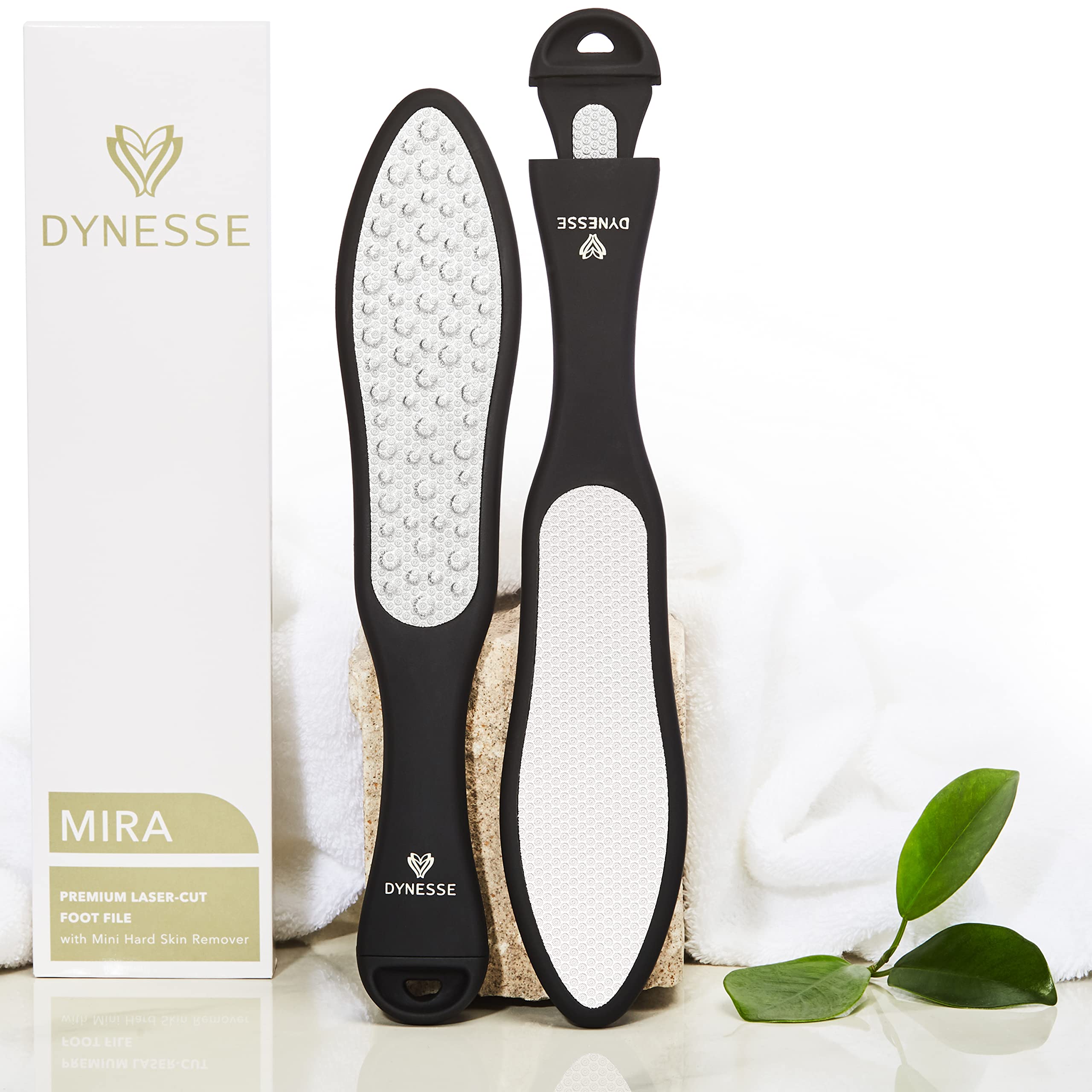 DYNESSE Pedicure Foot File. Professional 3-in-1 Callus Remover with Mini-File. No Risk of Injury. Laser-Cut. Stainless Steel. Foot rasp. Scrubber. Reusable. Ergonomic Handle. Washable. Premium Quality