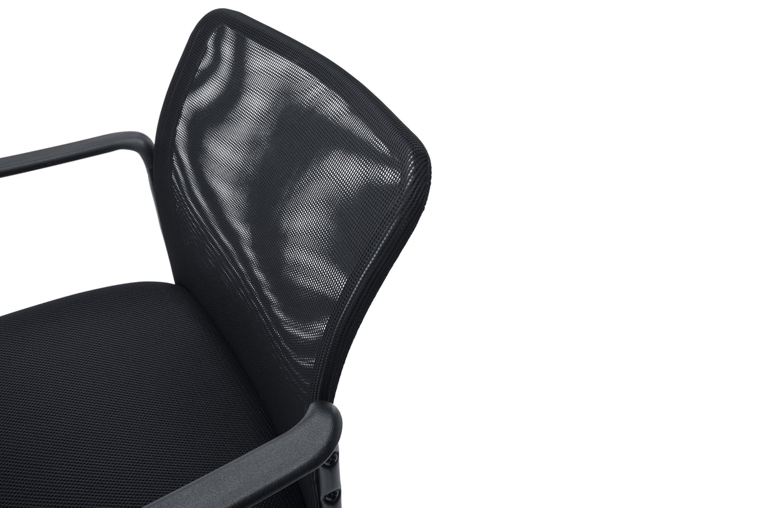 OFM Essentials Collection Mesh Back Upholstered Side Chair with Arms, in Black: Furniture & Decor