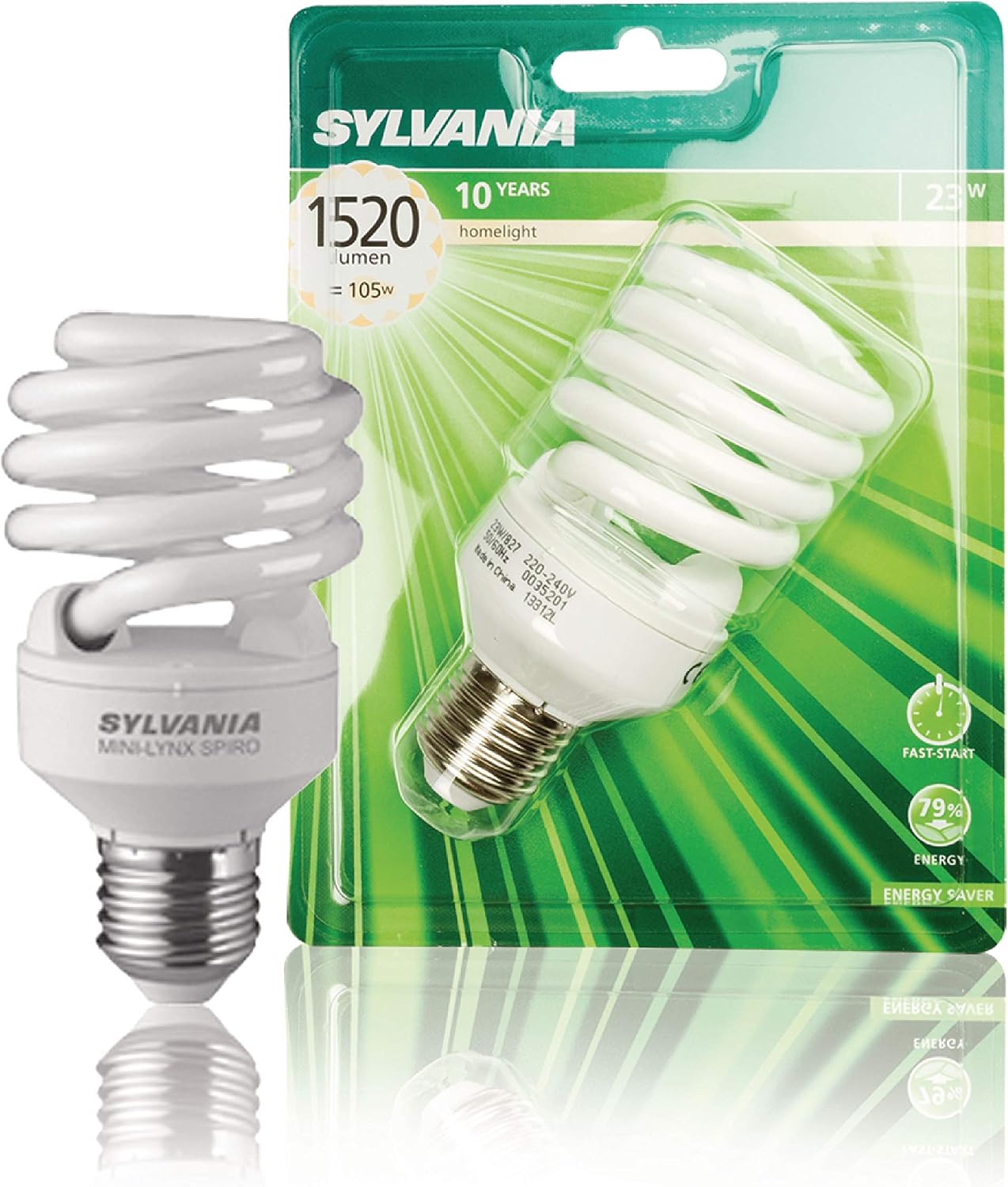 Sylvania 0035201 23 Watt E27 Spiral CFL Energy Saver Light Bulb Eqv to 105 Watt 1700K Warm White