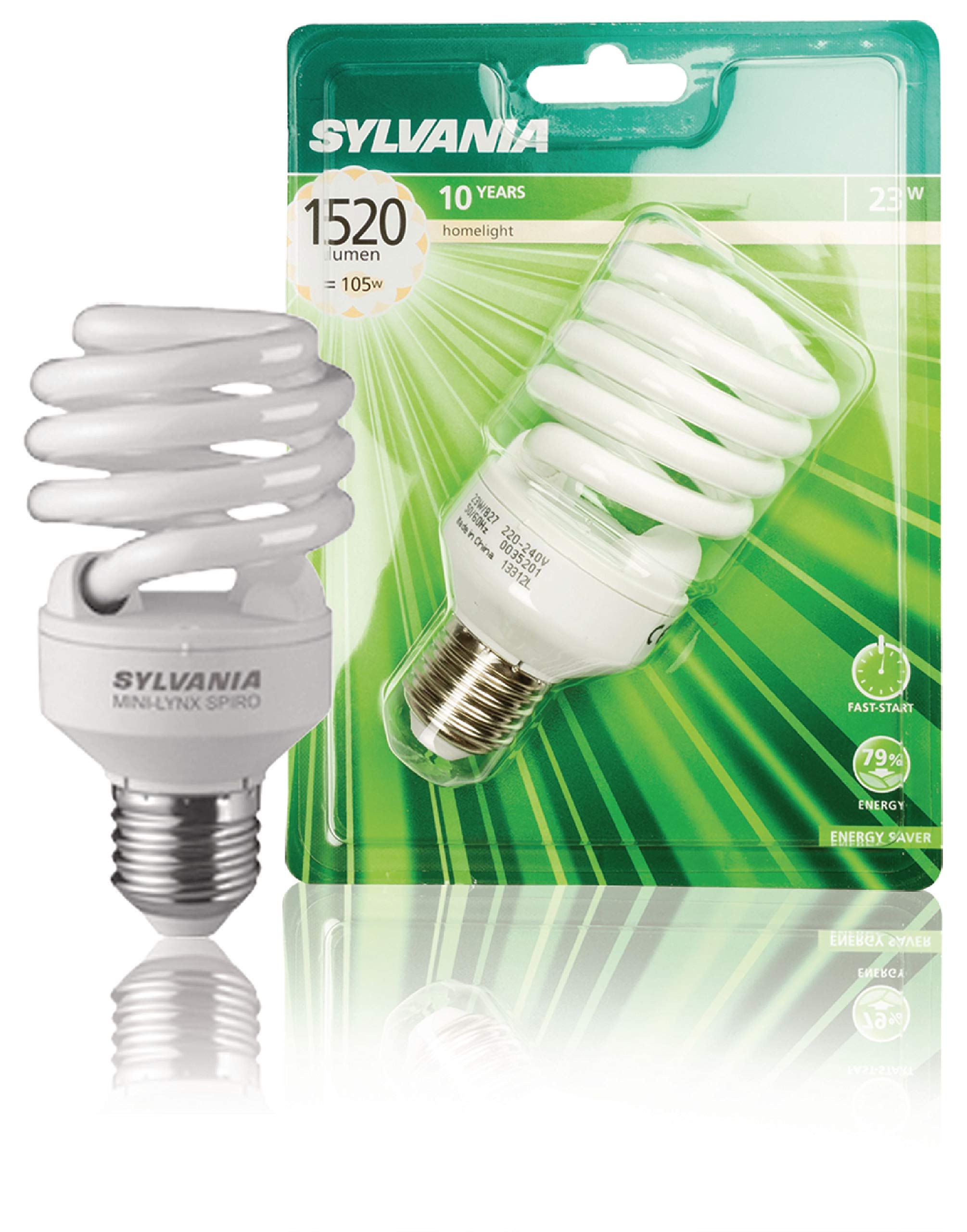 Sylvania 0035201 23 Watt E27 Spiral CFL Energy Saver Light Bulb Eqv to 105 Watt 1700K Warm White