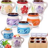 Gejoy Pack of 6 Mexican Terracotta Clay Mugs 12 oz | Artisan Style Coffee Mugs, Pottery Cups, Cocktail Glasses, Tea Cups, Hot and Cold Drinkware and Decorative Use