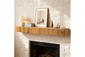 blingworld Fireplace Mantel, 60" Wood Fluted Floating Mantel Shelf for Over Fireplace or Under TV, Rustic Handcrafted Floating Shelves for Living Room Bedroom Kitchen Wall Decor, Natural