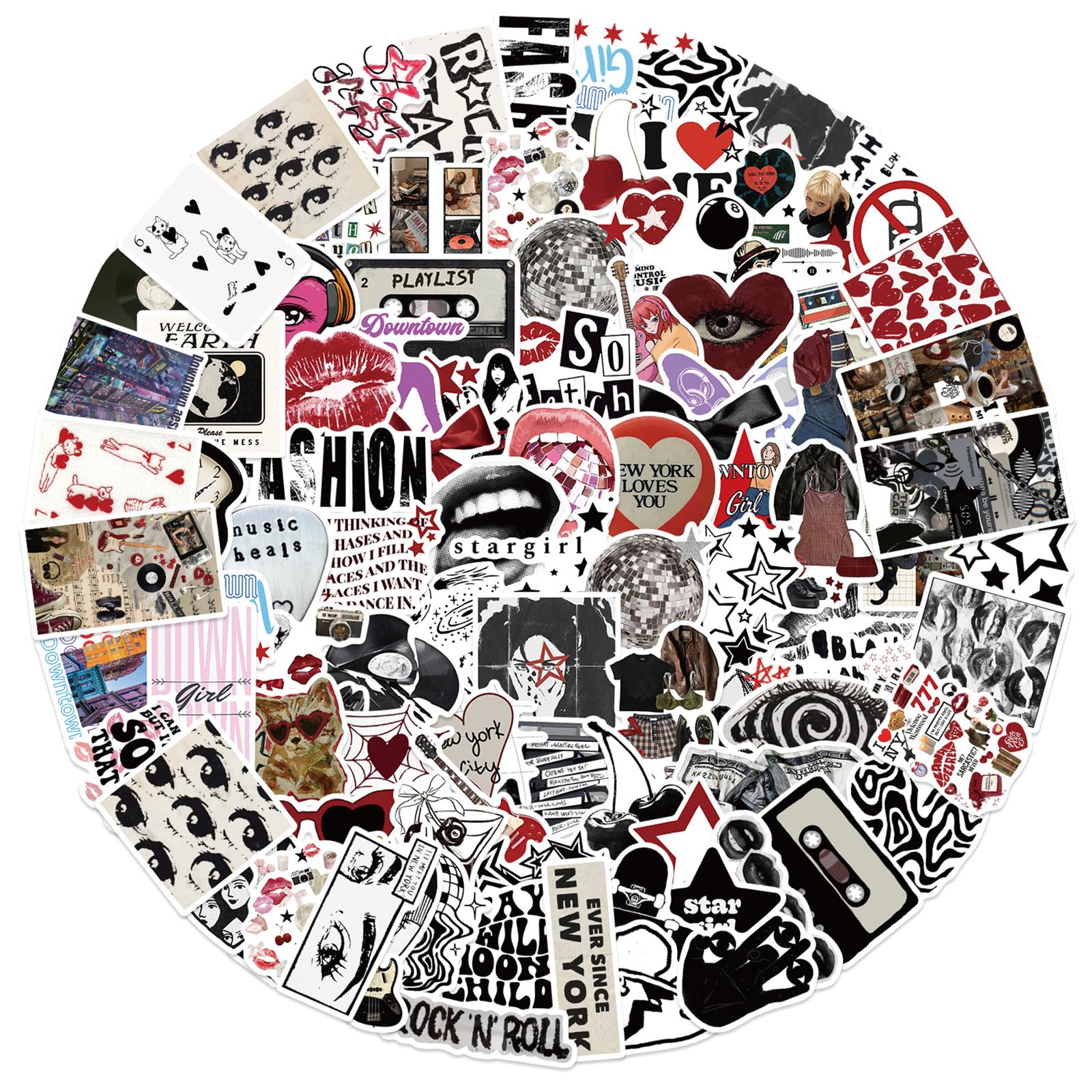 Photo 1 of 100Pcs Aesthetic Downtown Girls Stickers Cool Trendy Y2K Sticker for Water Bottles Funny Laptop Luggage Computer Scrapbooking Kids Teens Girls Boys Adults Toddlers Waterproof Sticker Vinyl Decals