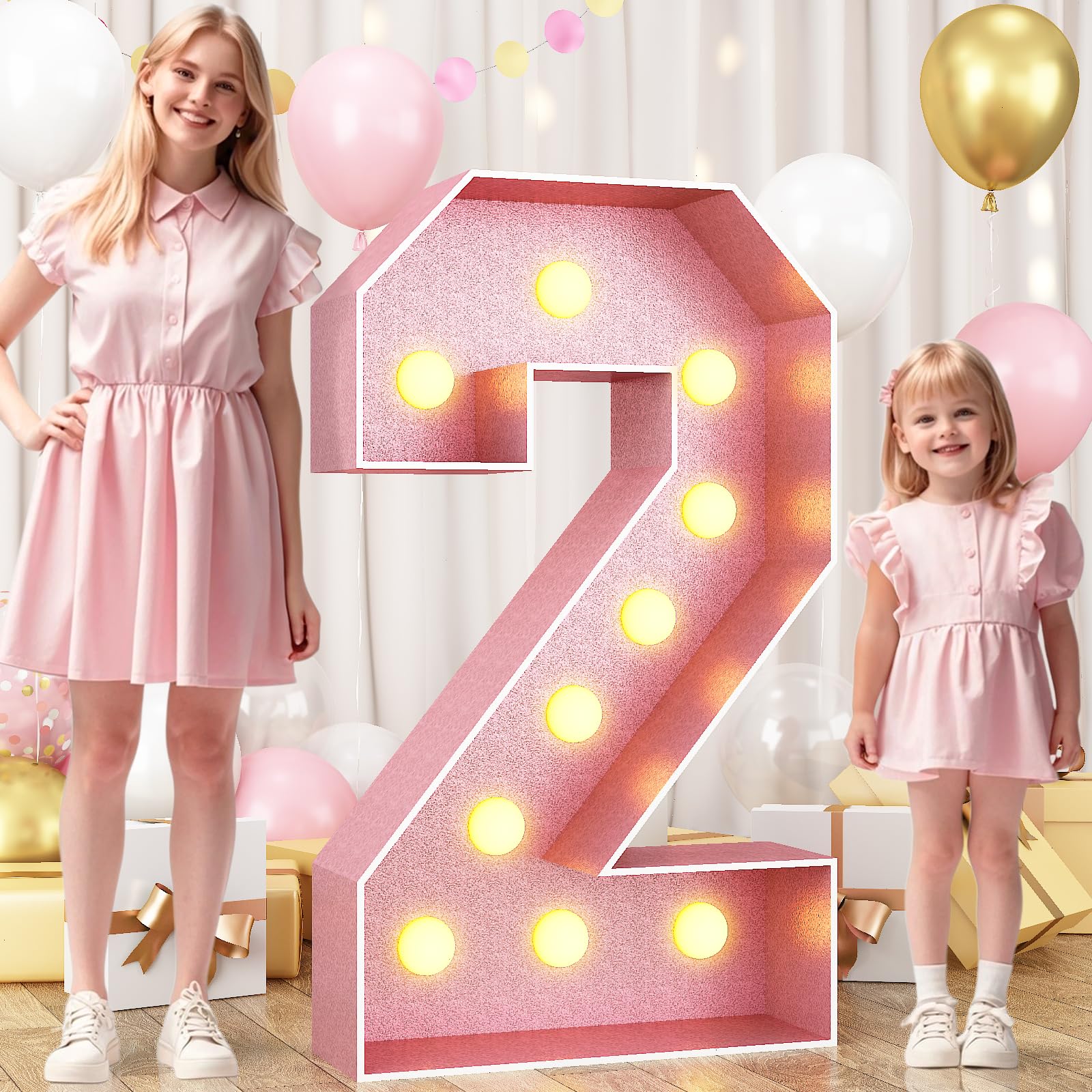 Photo 1 of HILAVO Number 2 Marquee, 4FT Light Up Number 2 Large Marquee Mosaic Numbers for Party, Giant Light Up Numbers 4 Feet Tall Lighted DIY Frame Pre-Cut Foam Board Kit for Birthday Anniversary