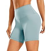 CRZ YOGA Women's Naked Feeling Biker Shorts 6'' - High Waist Yoga Workout Gym Spandex Shorts Light Grayish Blue X-Small