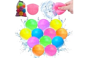 AUKSKY Reusable Water Balloons for Kids, Water Balloons Quick Fill, Summer Toy Water Toy for Boys and Girls, Self Sealing Water Splash Ball with Mesh Bag, Pool Beach Toys for Kids ages 3-12(12 PCS)