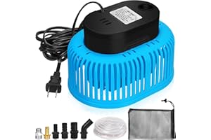 CL FUN Pool Cover Pump Above Ground, 850GPH Submersible Water Pump for Draining, Pool Sump Pump with 16 Ft Drainage Hose, 6 Adapters, 25 Ft Power Cord (Blue)