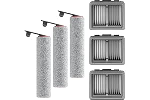 NUKISA Replacement Vacuum Filters Roller Brushes Compatible with Dreame H12 Pro Wet Dry Vacuum Cleaner, Efficient Replacement Filters for Clean Floors (【H12Pro】3 Brush 3 Filters)