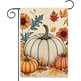 Fall Pumpkin Garden Flag 12x18 Inch Double Sided Thanksgiving Maple Leaves Sunflower Yard Outdoor Flag House Holiday Outside Decoration