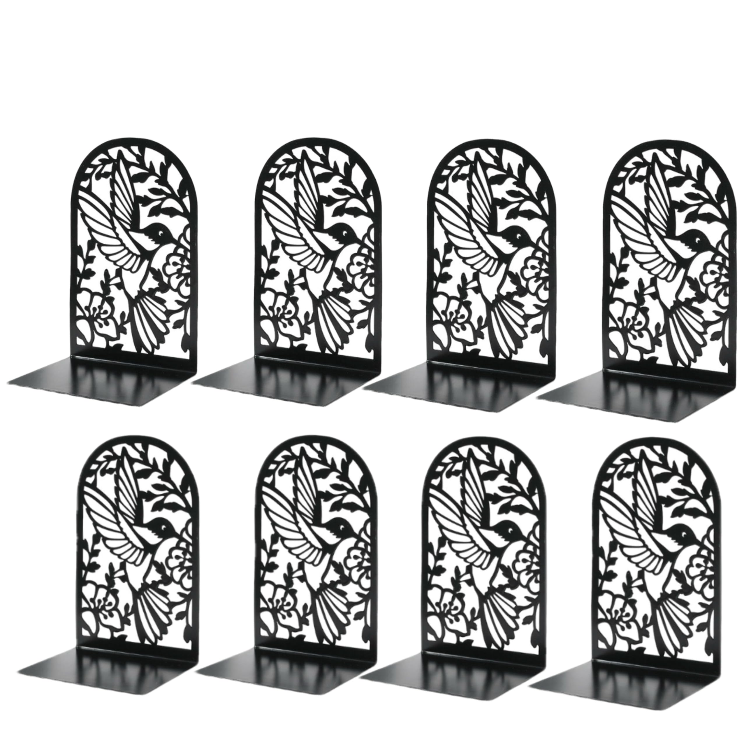 Deefongo Book Ends, Book Ends for Shelves, 4 Pair Bookends Heavy Duty, Heavy Duty Metal Bookends for Home, Office, Library