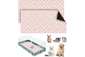Bissap 2 Packs Guinea Pig Cage Liners, 47''X24'' Washable Guinea Pig Pee Pads Non Slip Reusable Fast and Super Absorbent Bedd