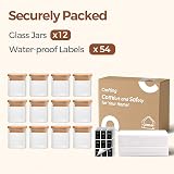 ComSaf 12 Pcs Glass Spice Jars 120ml with Bamboo Lids Square Airtight Label view 8