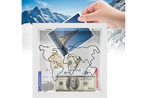 HVIWW Adventure Archive Box, 12x12 Inches Travel Shadow Box Frame, Memory Box for Keepsakes, Ticket Collection Holder with Slot, Hang Memorabilia, Awards, Wedding, Tickets, and Photos (White, 12x12)