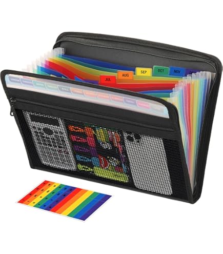 Amazon.com : Sooez Accordion File Organizer with Safe Zipper, 12