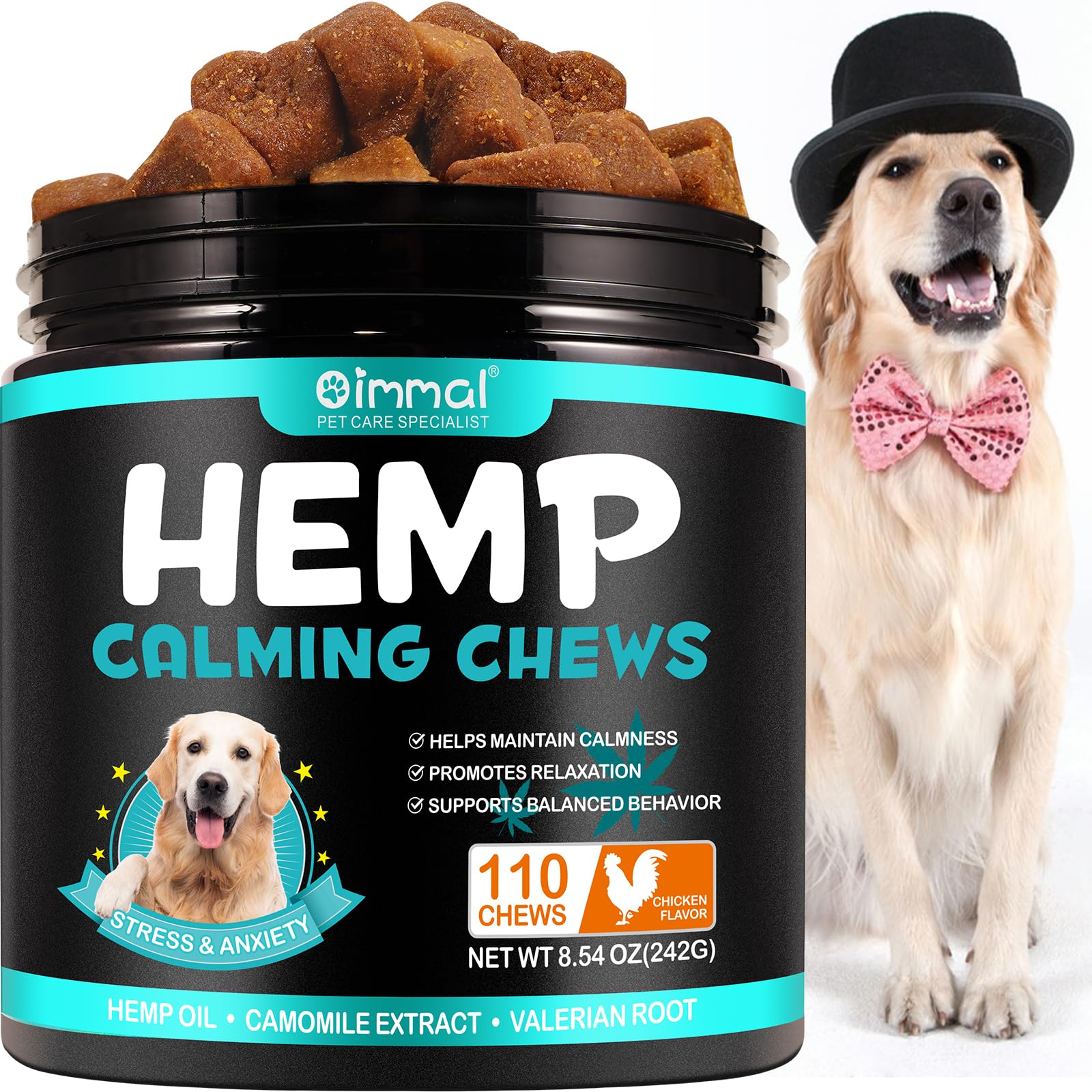 HRAMEX Calming Chews for Dogs (Chicken Flavor 110PCS),Helps Dog Anxiety & Stress Relief,Quiet Moments Dog Calming Treats,Dogs Anxiety Stress Relief, for All Breeds & Sizes 8.54 oz(242G)