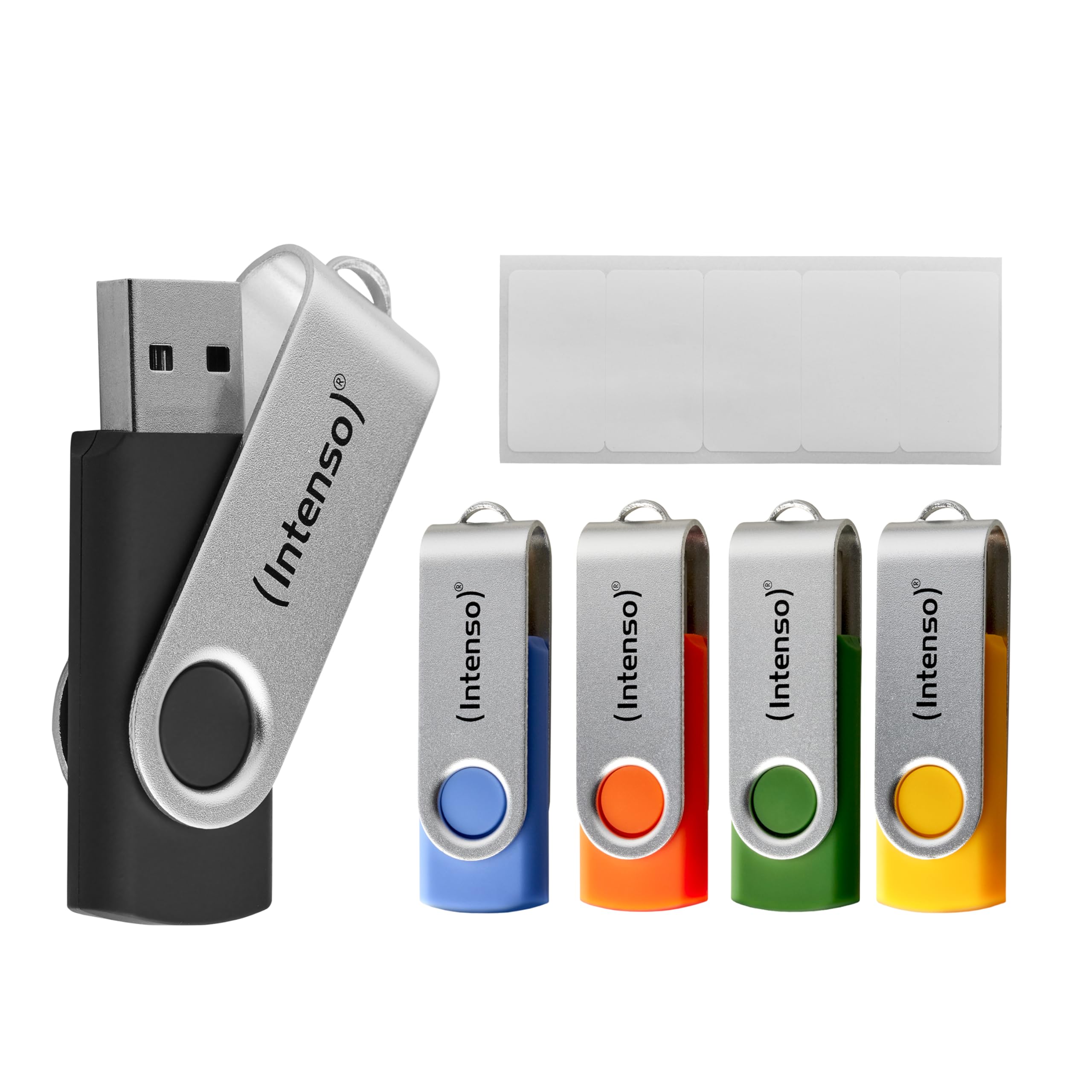 Intenso Office Line USB Stick 5X 64 GB | Super Speed USB-A 3.2 Speicherstick mit bis zu 70 MB/s | 5 Farben mit Metallbügel & Beschriftungsetiketten: Amazon.de: Computer & Zubehör