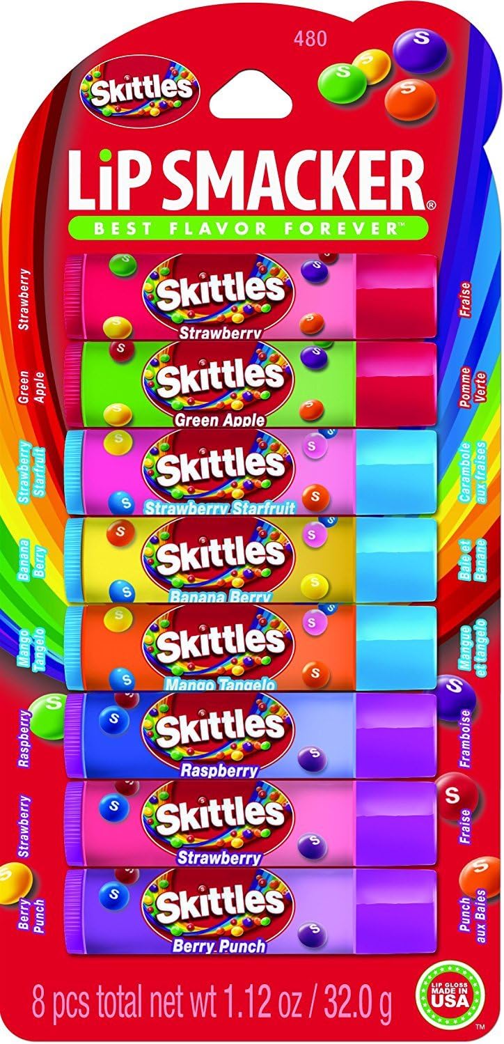 Lip Smacker Party Pack Skittles of 8 Lip Balms, Multicolor, 1 count (Pack of 8)