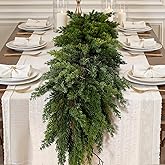 Alupssuc 9FT Christmas Garland, Cedar Garland -Real Touch Artificial Greenery Cypress Pine Garland for Mantle Table Railing Fireplace Indoor & Outdoor Christmas Decoration