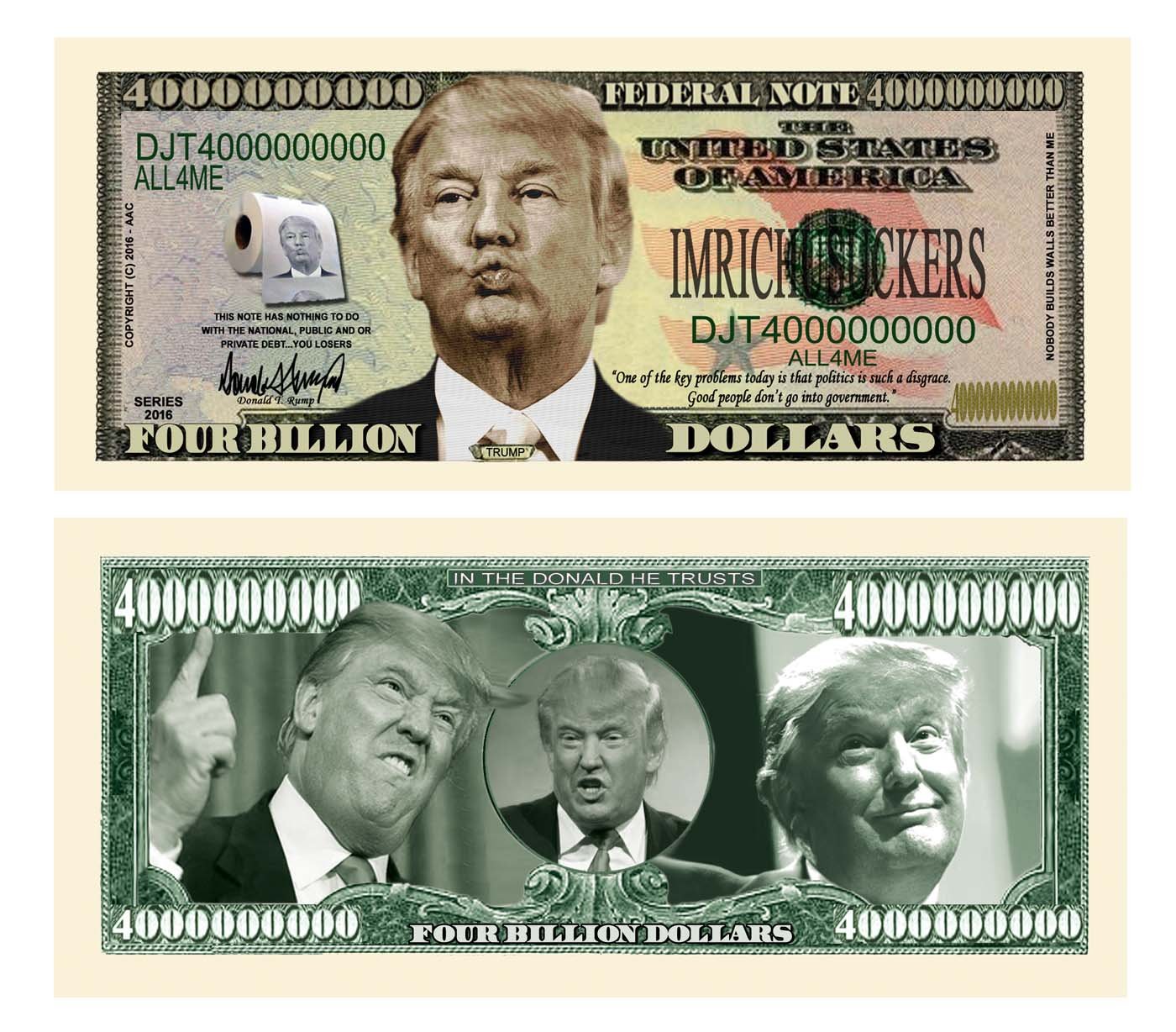 Donald Trump gag gifts - Novelty Dollar Bill