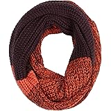 UNDER ZERO Women's Winter Ribbed Knit Infinity Scarf,Orange Purple Circle Loop