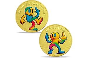YGLLSSY Middle Finger Challenge Coin Colorful Cartoon Smile Character Coin Bold Humorous Commemorative Keepsake Zero F’s Novelty Gift for Critics Have a Nice Day
