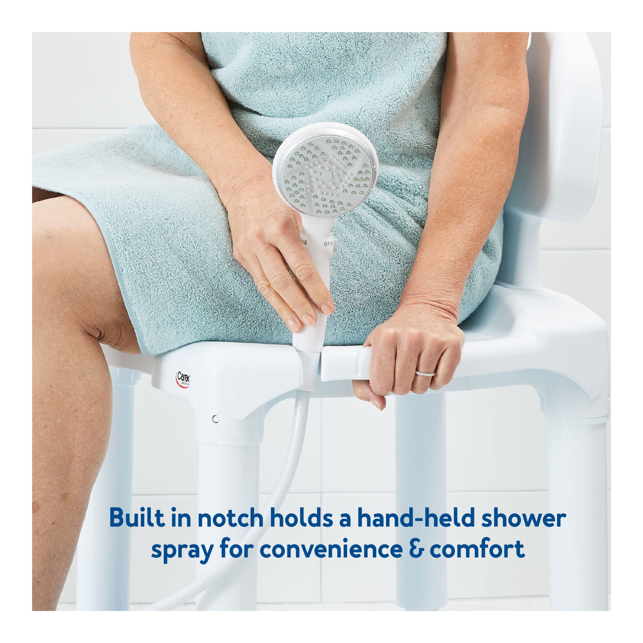 Carex Bath Seat And Shower Chair with Backrest for Seniors, Bath Chair For Elderly, Disabled, Handicap, and Injured Persons, Supports Up To 400lbs, Shower Seat For Inside Shower, Made in USA
