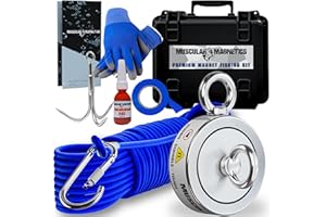 MUSCULAR MAGNETICS 1325 lbs Large Magnet Fishing Kit | Complete Double Sided Fishing Magnet | Includes Strong Neodymium N52 Magnets, Durable 100ft Rope, Grappling Hook + More | Outdoor Treasure Hunting & Metal Detecting