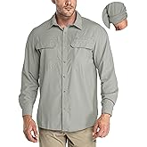 33,000ft Men's Long Sleeve Sun Protection Shirt UPF 50+ UV Quick Dry Cooling Fishing Shirts for Travel Safari Camping Hiking