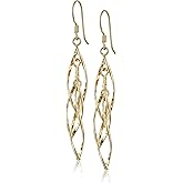 Amazon Collection Sterling Silver Linear Swirl French Wire Earrings