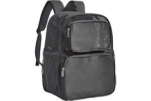 COVAX Large Mesh Backpack, Semi-transparent College Backpack, See Through Mesh Bookbag with Bungee and Comfort Padded Straps for Travel, Swimming, Beach, Outdoor Sports