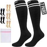 360 RELIEF Compression Socks 15-20 mmHg Women Men Black with 2 White lines