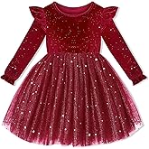 DeeFant Toddler Christmas Dress Girls Long Sleeve Little Girl Dresses Velvet Sequin Tutu Holiday Party Fall Winter 18M-6Y